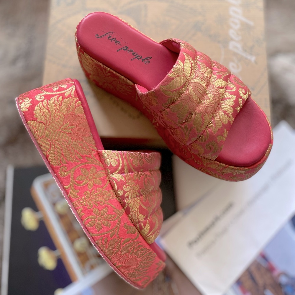 Free People Almost Paradise Brocade Platform Sandals
